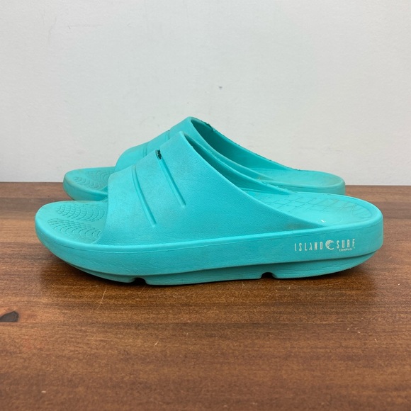 ISLAND SURF CO CREST FOM Sandals Slides Waterproof Teal Blue Unisex M5 W7 EU38. - Picture 2 of 11